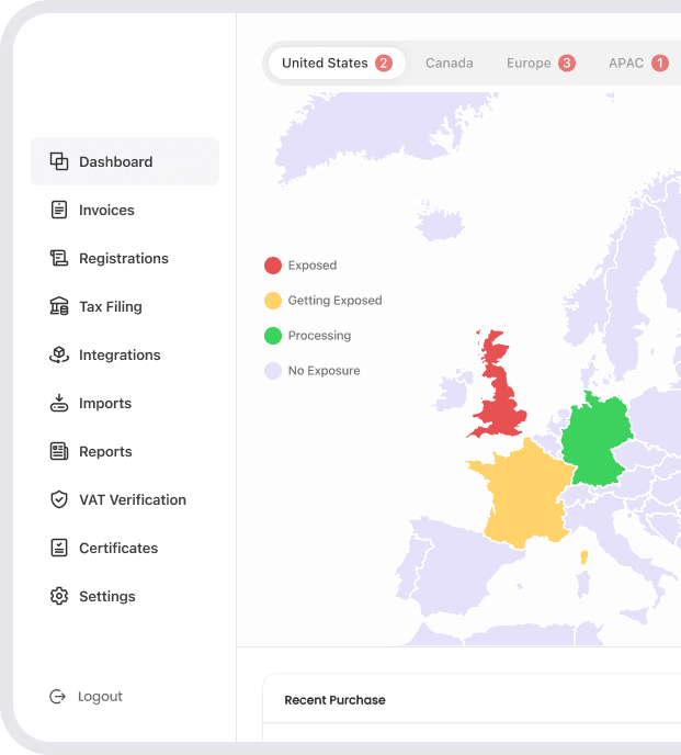 TaxDo tax exposure tracking dashboard