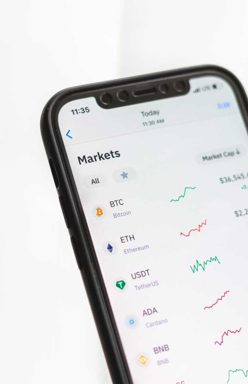 Crypto markets app on a phone