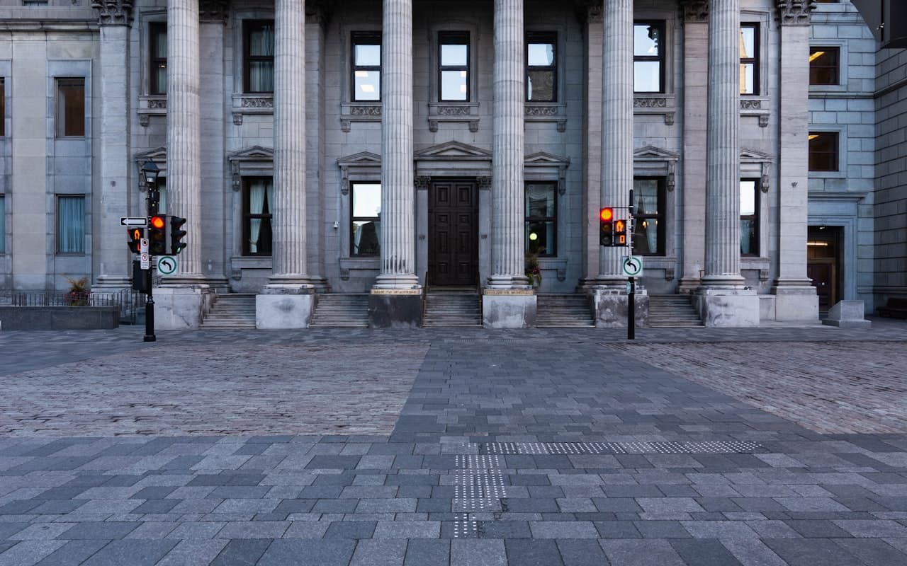 Columned facade of a financial institution