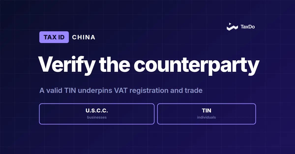 Chinese Tax Identification Number (TIN) for International Businesses