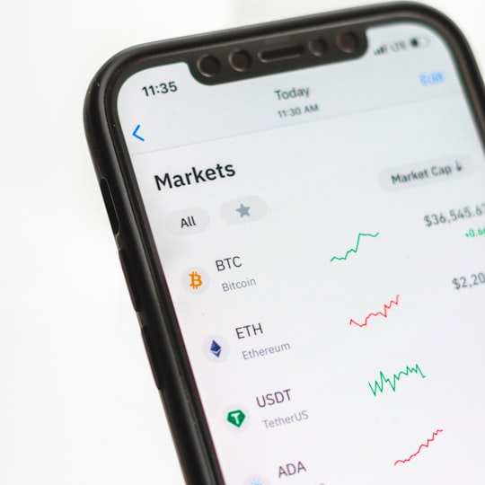 Crypto markets app on a phone