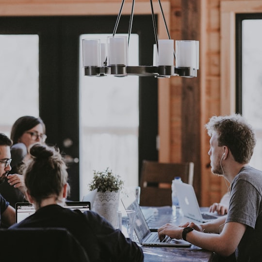 Small team working together around a table